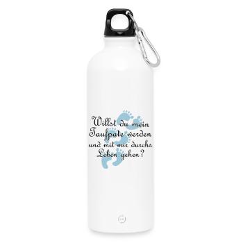 Taufpate Pate Gedi Farbe frei wählbar Geschenk - Trinkflasche mit Karabiner 750 ml - Weiß - Vorne