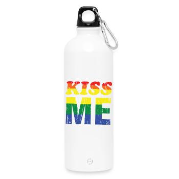 Reggae Stilvolles Pride-Design - Trinkflasche mit Karabiner 750 ml - Weiß - Vorne