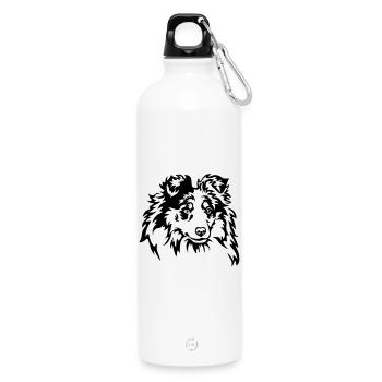 Sheltie Kopf - Trinkflasche mit Karabiner 750 ml - Weiß - Vorne
