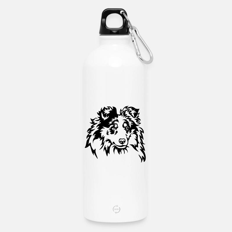 Sheltie Head - Gourde en inox avec mousqueton 750 ml - blanc