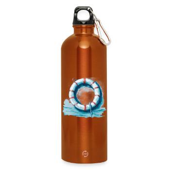 Bouée de sauvetage - Gourde en inox avec mousqueton 750 ml - orange - Devant