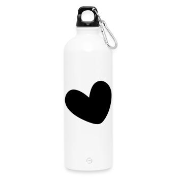 Herz einfarbig ausgefüllt - Trinkflasche mit Karabiner 750 ml - Weiß - Vorne
