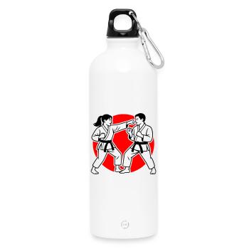 Karate Kumite - Trinkflasche mit Karabiner 750 ml - Weiß - Vorne