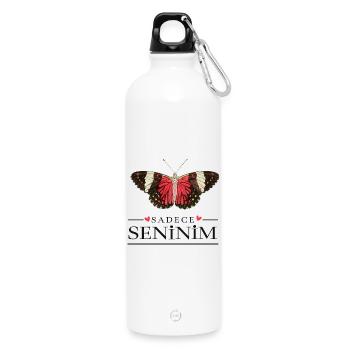 Conception créative de papillons – Sadece Seninim - Gourde en inox avec mousqueton 750 ml - blanc - Devant