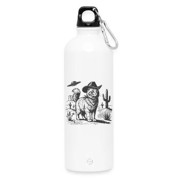 Wüstenkatze mit Cowboyhut - Trinkflasche mit Karabiner 750 ml - Weiß - Vorne