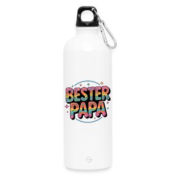 Bester papa - Trinkflasche mit Karabiner 750 ml - Weiß - Vorne