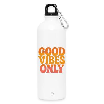 GOOD-VIBES ONLY - Trinkflasche mit Karabiner 750 ml - Weiß - Vorne