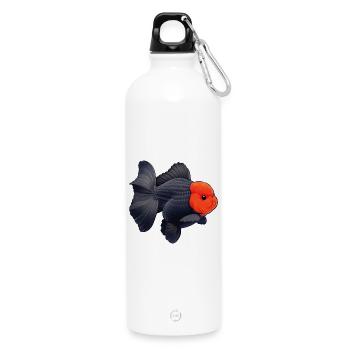 Grade Black Oranda with Red Head HQ Goldfish - Water Bottle with carabiner 750 ml - white - Front