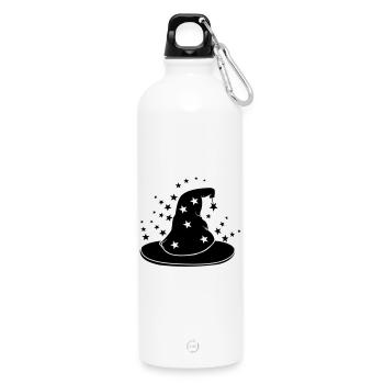 Magischer Zaubererhut mit Sternen - Trinkflasche mit Karabiner 750 ml - Weiß - Vorne