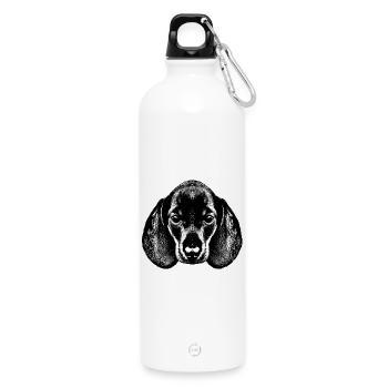 Teckel / Dackel / Dachshund / Portrait - Trinkflasche mit Karabiner 750 ml - Weiß - Vorne