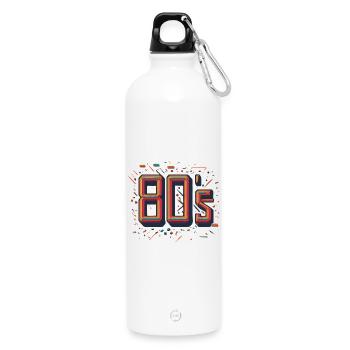 Glowing Neon 80s Design - Water Bottle with carabiner 750 ml - white - Front