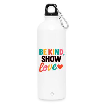 BEKIND_SHOW_LOVE - Trinkflasche mit Karabiner 750 ml - Weiß - Vorne