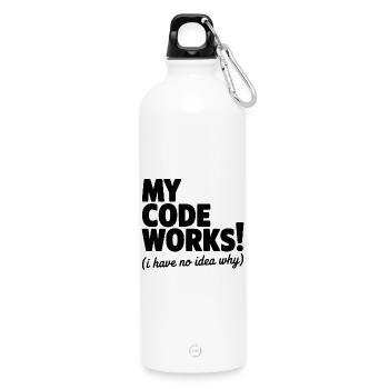 Mein Code funktioniert! (Ich habe keine Ahnung, warum) - Trinkflasche mit Karabiner 750 ml - Weiß - Vorne