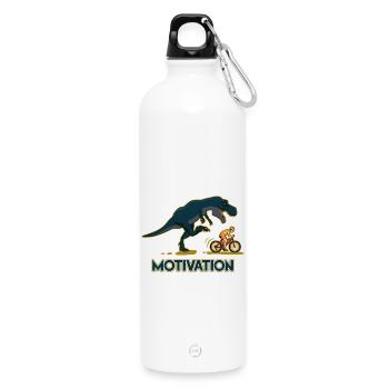 Tyrannosaurus Rex Race Motivation - Water Bottle with carabiner 750 ml - white - Front