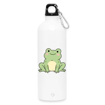 Delicate Frog Kawaii Graphic - Water Bottle with carabiner 750 ml - white - Front