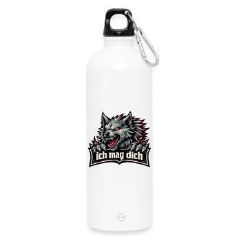 Fenriswolf Spruch – Ich mag dich - Trinkflasche mit Karabiner 750 ml - Weiß - Vorne