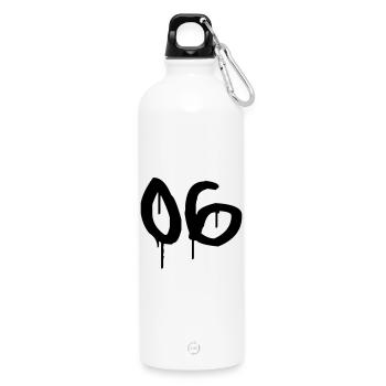 Number 06 Urban Graffiti Style - Water Bottle with carabiner 750 ml - white - Front
