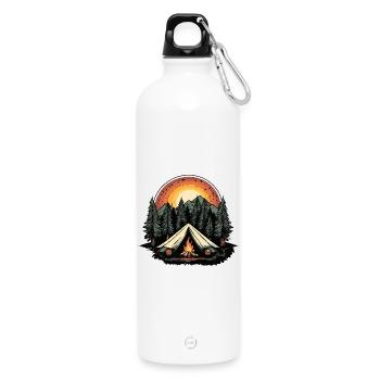 Tente de camping forêt - Gourde en inox avec mousqueton 750 ml - blanc - Devant