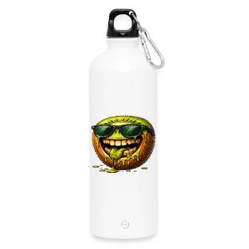 Cool Kiwi Fruit Zombie Design for Horror Fans - Water Bottle with carabiner 750 ml - white - Front