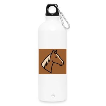 Horse Profile Head Nature - Water Bottle with carabiner 750 ml - white - Front