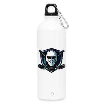 Eishockey Maske Wappen - Trinkflasche mit Karabiner 750 ml - Weiß - Vorne