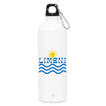 Limeni-Sonnenaufgang über blauen Wellen - Trinkflasche mit Karabiner 750 ml - Weiß - Vorne