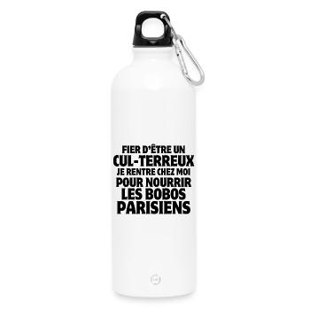 farmer, farmer, peasant, country - Water Bottle with carabiner 750 ml - white - Front