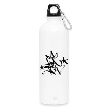 Graffiti Tag JGA Crew King 02 1C - Trinkflasche mit Karabiner 750 ml - Weiß - Vorne