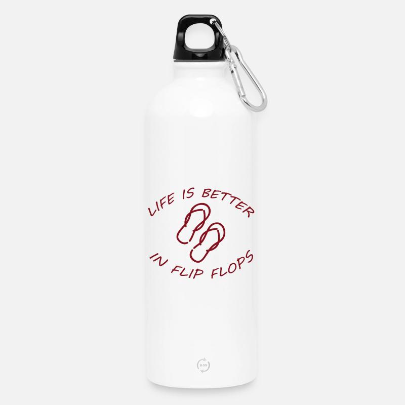 LIFE IS BETTER IN FLIP FLOPS - Water Bottle with carabiner 750 ml - white