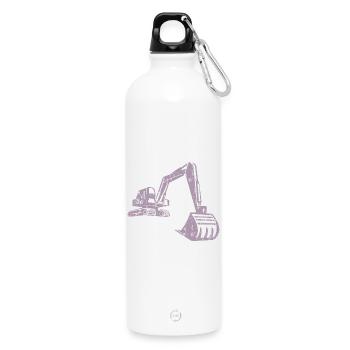 Bagger Silhouette Bauarbeiter Grunge Design - Trinkflasche mit Karabiner 750 ml - Weiß - Vorne