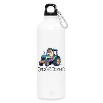 Quack & Harvest Traktorfahrer - Trinkflasche mit Karabiner 750 ml - Weiß - Vorne