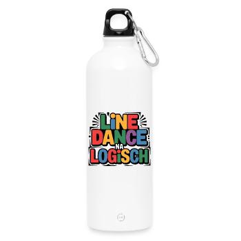 LineDance Na Logisch Bunte Typo - Trinkflasche mit Karabiner 750 ml - Weiß - Vorne