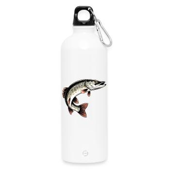 Raubfisch Hecht - Trinkflasche mit Karabiner 750 ml - Weiß - Vorne