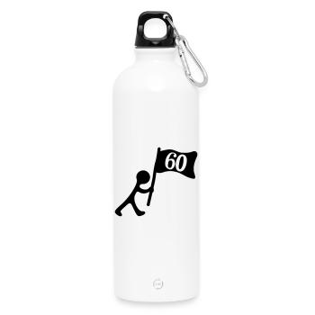 60 years anniversary - Water Bottle with carabiner 750 ml - white - Front