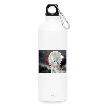 Wölfe heulender Mond Finsternis Wolf Kunst - Trinkflasche mit Karabiner 750 ml - Weiß - Vorne