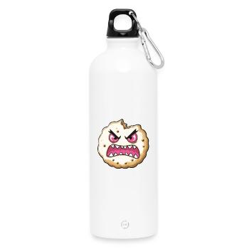 Aggressiver Kekspopup mit Pinkaugen - Trinkflasche mit Karabiner 750 ml - Weiß - Vorne