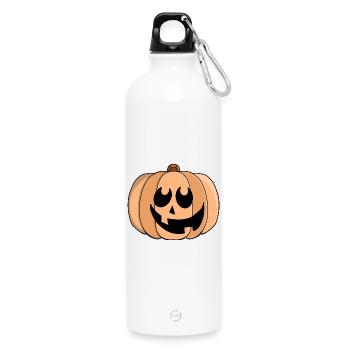 Playful Pumpkin Grin - Water Bottle with carabiner 750 ml - white - Front