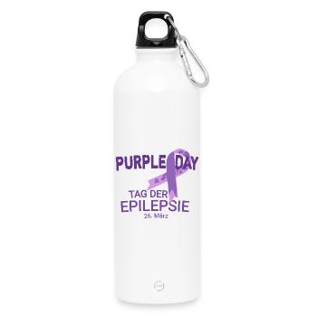 Epilepsy Purple Day - March 26 - Epilepsy Day - Water Bottle with carabiner 750 ml - white - Front