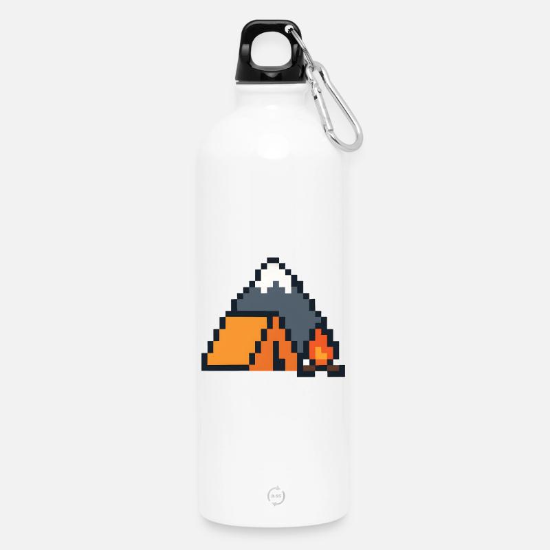 Pixel Schlaffuchs Mondnacht - Trinkflasche mit Karabiner 750 ml - Weiß