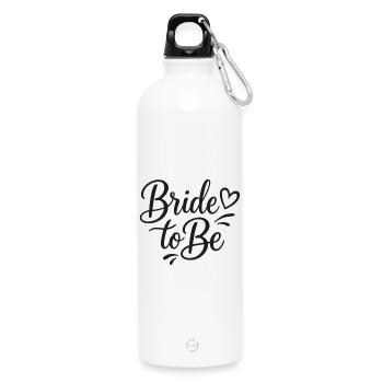 Schöner Bride to Be Schriftzug mit Herz - Trinkflasche mit Karabiner 750 ml - Weiß - Vorne
