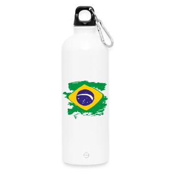 Brasilien Flagge - Trinkflasche mit Karabiner 750 ml - Weiß - Vorne