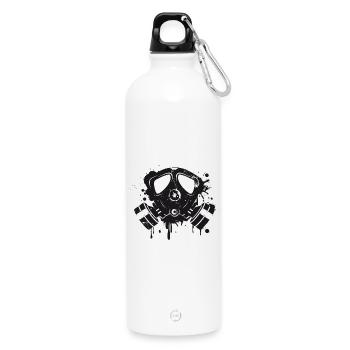 Gas mask graffiti - Water Bottle with carabiner 750 ml - white - Front