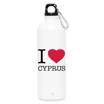 I LOVE CYPRUS Zypern - Trinkflasche mit Karabiner 750 ml - Weiß - Vorne