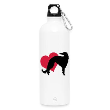 Borzoi my love - Water Bottle with carabiner 750 ml - white - Front