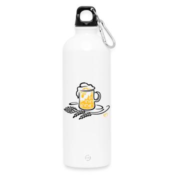 Bier Bierkrug Hopfen Weizen - Trinkflasche mit Karabiner 750 ml - Weiß - Vorne