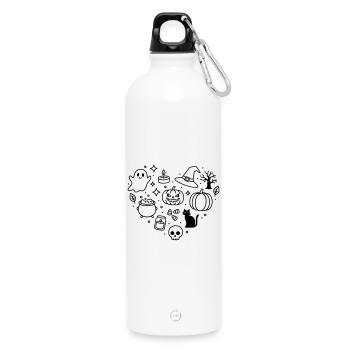 Halloween Herz (Farbe änderbar Personalisieren) - Trinkflasche mit Karabiner 750 ml - Weiß - Vorne
