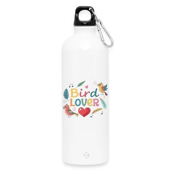 Colorful bird lovers - Water Bottle with carabiner 750 ml - white - Front