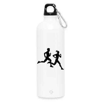 Duo de course – Équipe marathon - Gourde en inox avec mousqueton 750 ml - blanc - Devant