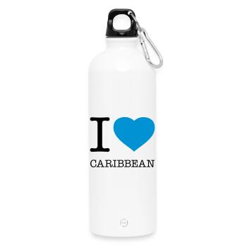 I LOVE CARIBBEAN Karibik - Water Bottle with carabiner 750 ml - white - Front