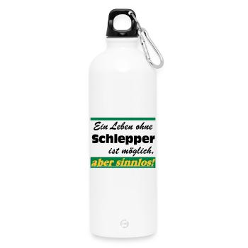 Traktor , Trecker , Schlepper Leben sinnlos .(25) - Trinkflasche mit Karabiner 750 ml - Weiß - Vorne